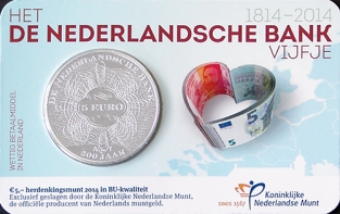 De Nederlandsche Bank Vijfje 2014 Coincard BU